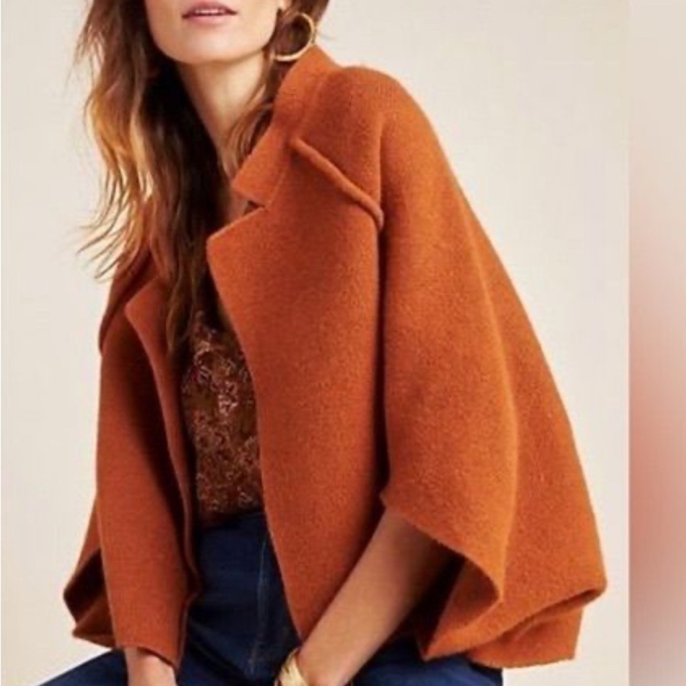 Anthropologie Akemi +‎ Kin Burnt Orange Poncho